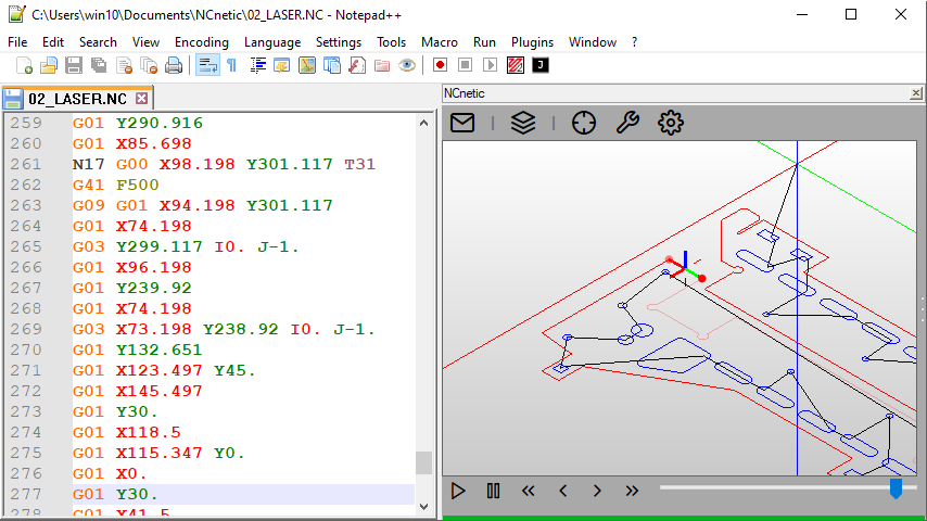 Notepad++ gcode plugin